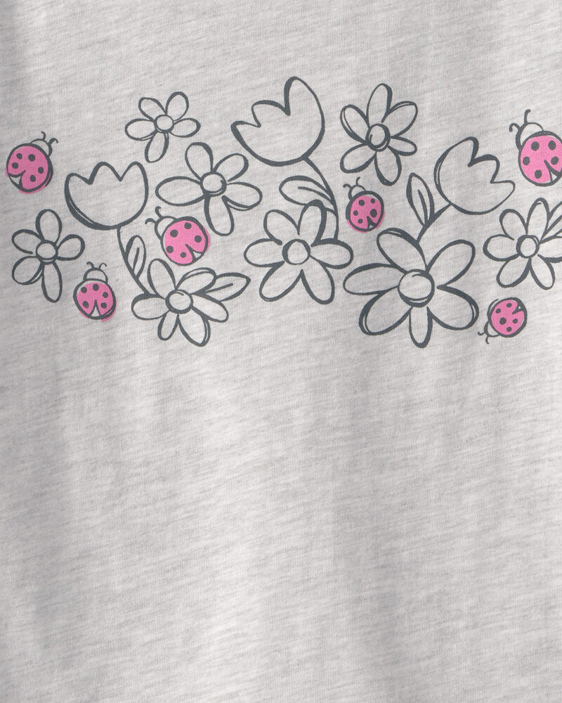 Toddler Girl Ladybug Floral Graphic Tee - Grey, image 2 of 3 slides
