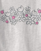 Toddler Girl Ladybug Floral Graphic Tee - Grey, image 2 of 3 slides