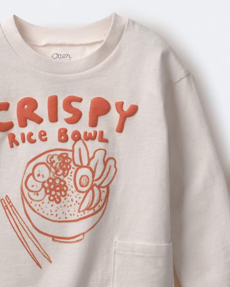 Toddler Crispy Rice Bowl' Long-Sleeve Relaxed Graphic Tee - Cream, image 6 of 6 slides