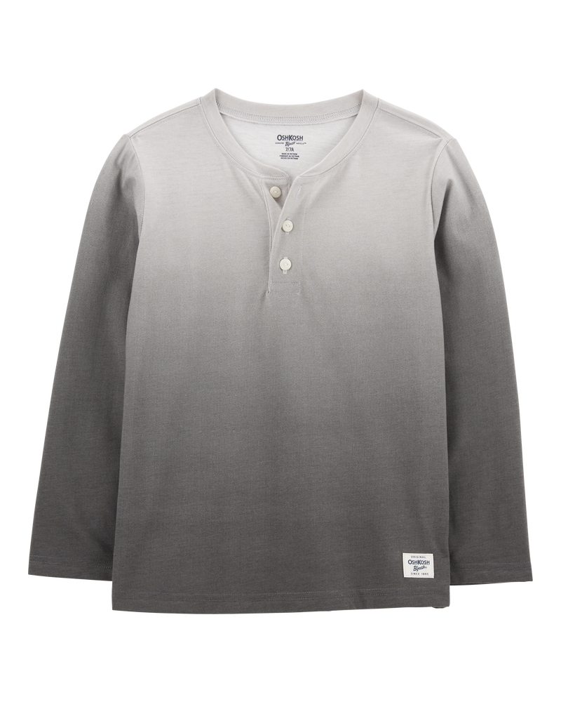 Enfant T-shirt henley ombré à manches longues - Gris, image 1 sur 3 diapositives