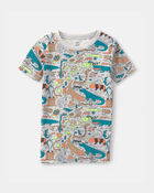 Boys Alligator 100% Cotton Snug Fit 2-Piece Pyjama Set - Grey, image 2 of 5 slides
