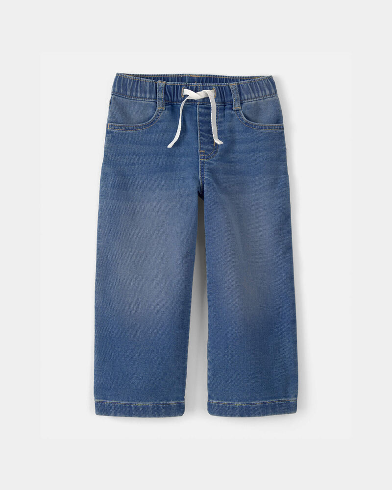 Tout-petit fille - Jeans &agrave; jambe large avec cordon de serrage - D&eacute;lav&eacute; fonc&eacute;, image 1 sur 3 diapositives