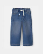 Tout-petit fille - Jeans &agrave; jambe large avec cordon de serrage - D&eacute;lav&eacute; fonc&eacute;, image 1 sur 3 diapositives