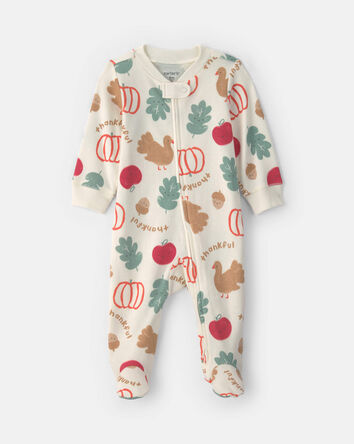 B&eacute;b&eacute; - Grenouill&egrave;re 100 % coton avec fermeture &agrave; glissi&egrave;re double sens &agrave; th&egrave;me Action de gr&acirc;ce &ndash; Cr&egrave;me, 