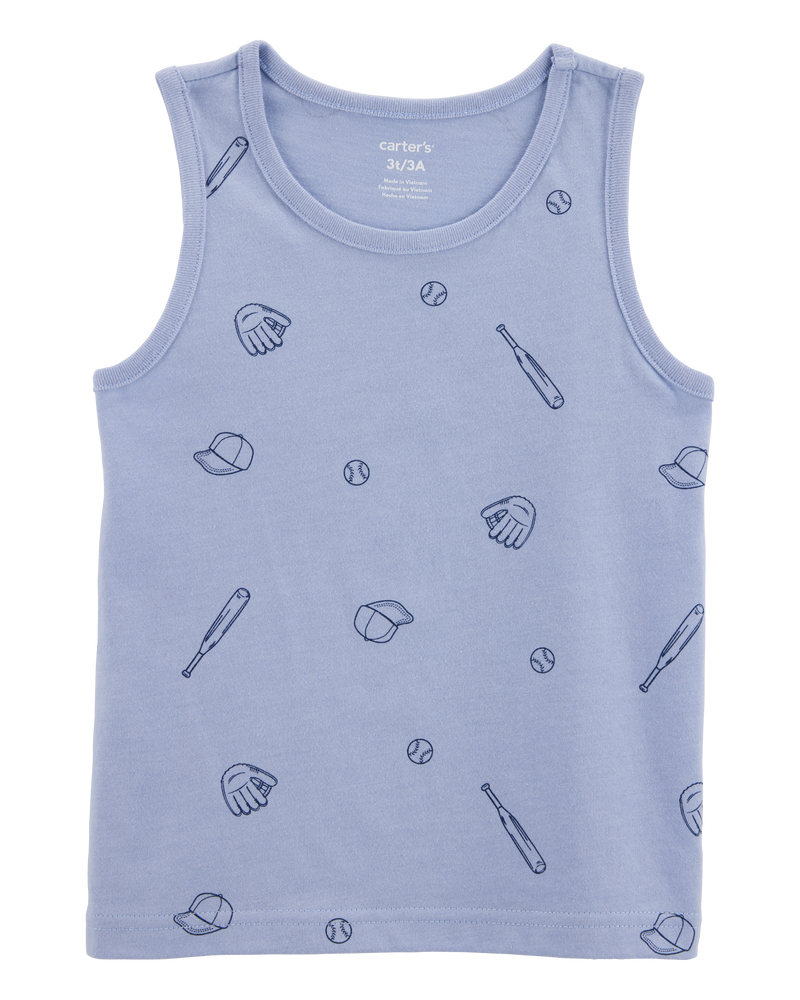 Baby Baseball Graphic Tank - Blue, image 1 of 3 slides