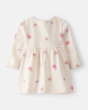 Baby Girl DayDream Fleece Valentine's Day Hearts Knit Dress - Ivory, 