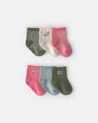 Baby Girl 6-Pack Floral Scalloped Crew Socks, image 1 of 2 slides
