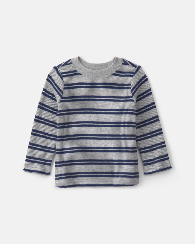 Baby Boy 2-Piece Striped Sports Thermal Overall Set - Navy, image 4 of 9 slides
