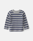 Baby Boy 2-Piece Striped Sports Thermal Overall Set - Navy, image 4 of 9 slides
