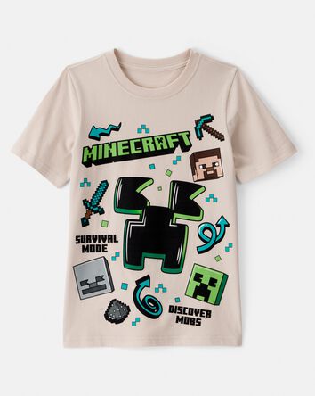 Gar&ccedil;ons - T-shirt &agrave; manches courtes imprim&eacute; Minecraft&reg; - Beige, 