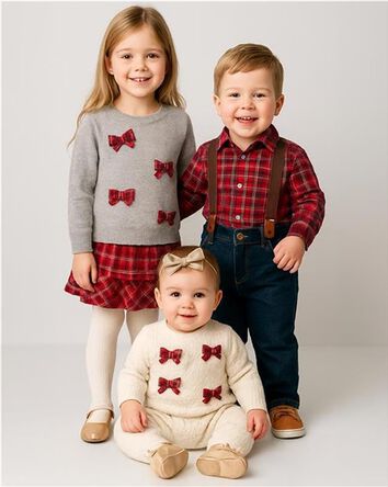 Baby Girl Plaid Cotton Skirt - Red, 