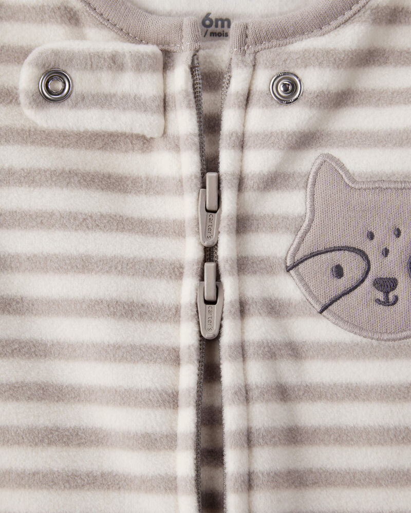 Baby Boy Fox Striped Loose Fit Long-Sleeve Sleeper - Brown, image 3 of 5 slides