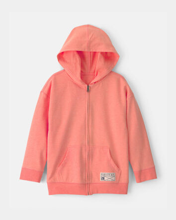 Kids French Terry Zip-Up Hoodie - Orange, 