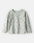 Toddler Girl Butterfly Print Long Sleeve Tee - Green, image 1 of 3 slides