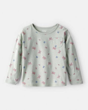 Toddler Girl Butterfly Print Long Sleeve Tee - Green, 