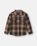 Gar&ccedil;ons - Chemise boutonn&eacute;e manches longues &agrave; carreaux &ndash; Brun, image 1 sur 6 diapositives