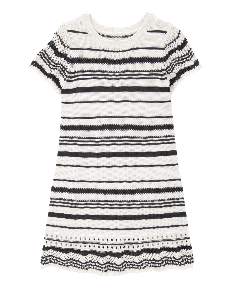 Jeune Robe chandail à rayures - Blanc, image 1 sur 5 diapositives