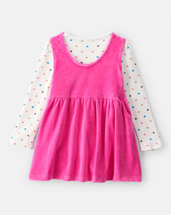 Toddler Girl Heart Velour Dress Set - Pink, 