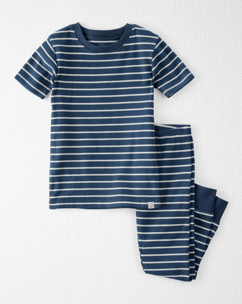 Toddler Organic Cotton Pyjama Set in Stripes-Blue, 