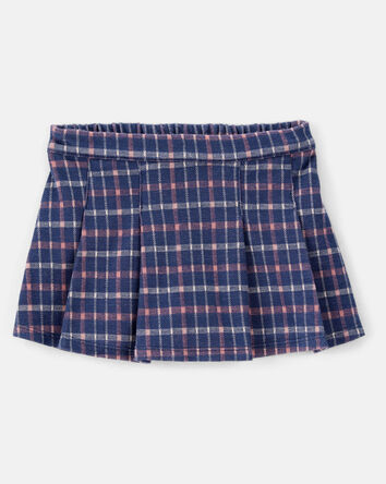 Toddler Girl Plaid Knit Skort - Navy, 