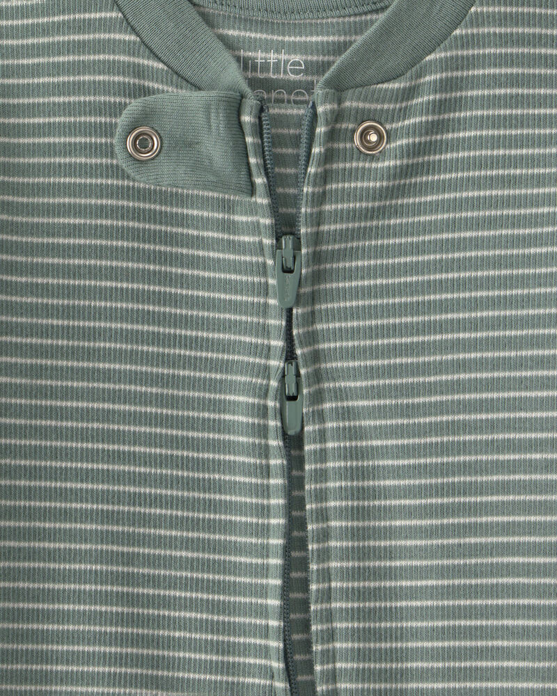 Baby Organic Cotton Ribbed Sleeper in Stripes, image 3 of 5 slides