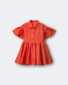 Toddler Girl Ruffle Collar Flowy Dress - Orange, image 2 of 6 slides