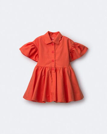 Toddler Girl Ruffle Collar Flowy Dress - Orange, 