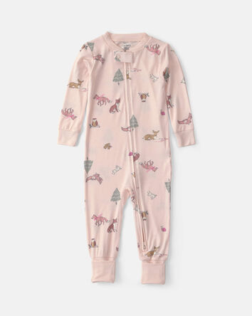 B&eacute;b&eacute; fille - Pyjama ajust&eacute; 1-pi&egrave;ce PurelySoft &agrave; motif Woodland - Rose, 