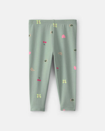 Baby Girl Butterfly Pull-On Stretch Leggings - Green, 