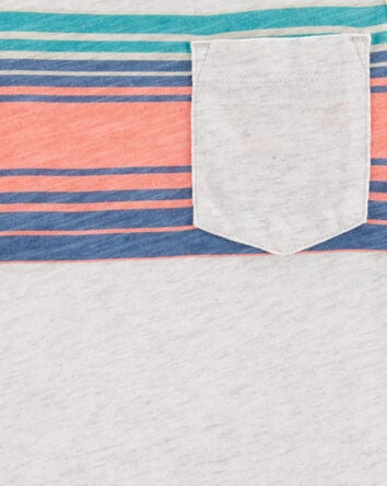 Kid Striped Front-Pocket Tank-Grey, 
