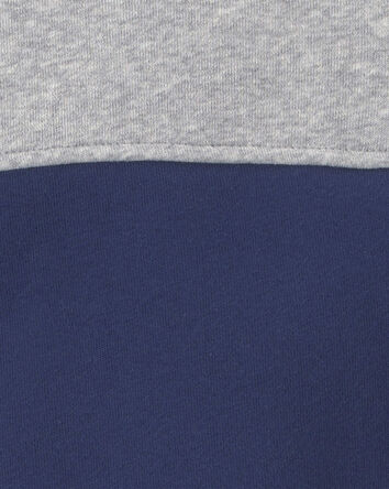 Boys Color Block Fleece Quarterzip Pullover Sweatshirt - Navy Blue/Grey, 