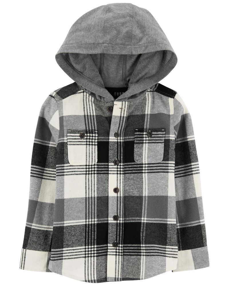 Hooded Flannel Shirt, image 1 of 3 slides