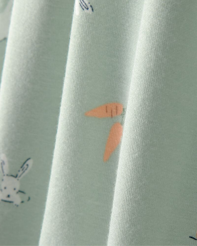 Baby Girl Bunny Short-Sleeve Bodysuit Dress - Green, image 2 of 5 slides