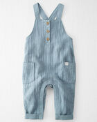 Baby Organic Cotton Gauze Overalls in Blue Creek, image 1 of 5 slides