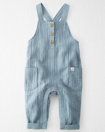 Baby Organic Cotton Gauze Overalls in Blue Creek, 