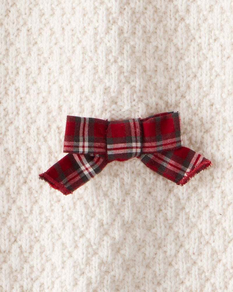 Baby Girl Bow Long-Sleeve Jumpsuit - White, image 2 of 3 slides