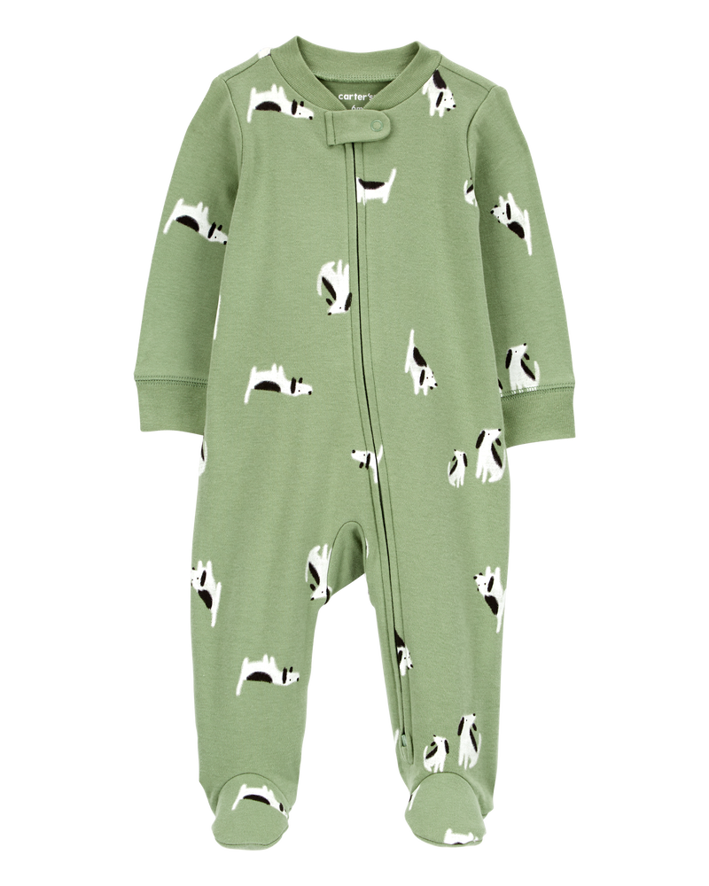 Baby Dog 2-Way Zip Cotton Sleeper Pyjamas, image 1 of 4 slides