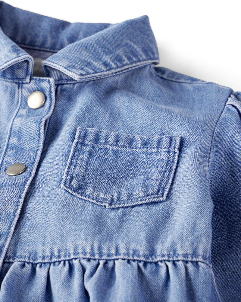 Baby Girl Organic Cotton Denim Dress, image 4 of 6 slides