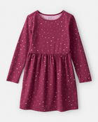 Girls Floral Long-Sleeve Dress - Maroon, image 1 of 4 slides