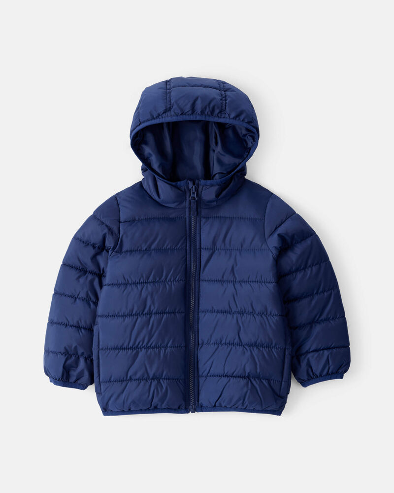 Toddler Boy Midweight Packable Puffer - Navy Blue, image 1 of 4 slides