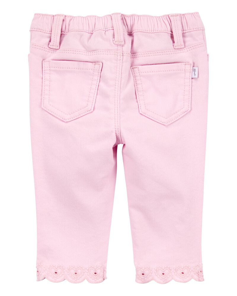 B&eacute;b&eacute; Pantalon tiss&eacute; &agrave; ourlets brod&eacute;s - Rose, image 2 sur 4 diapositives