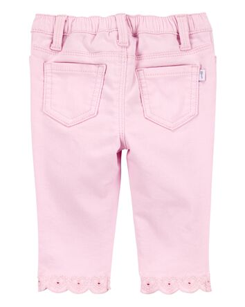 B&eacute;b&eacute; Pantalon tiss&eacute; &agrave; ourlets brod&eacute;s - Rose, 