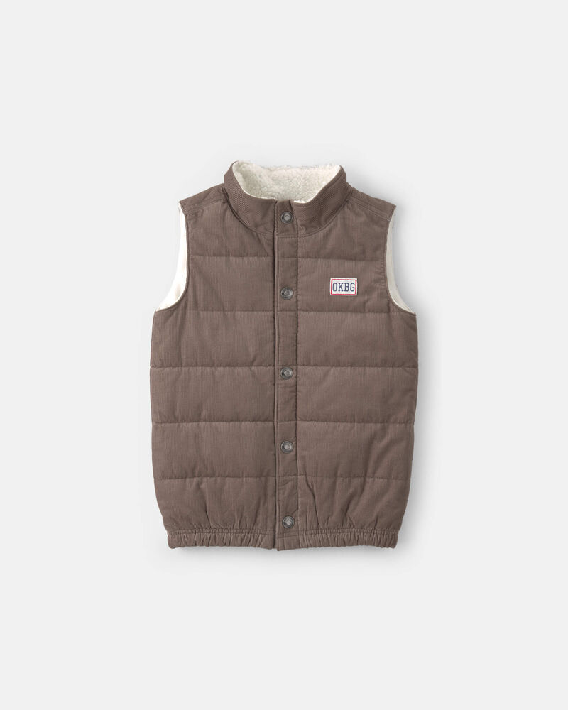 Boys Quilted Corduroy Vest - Brown, image 1 of 4 slides