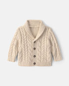 Baby Boy Cardigan Sweater - Cream, image 1 of 3 slides