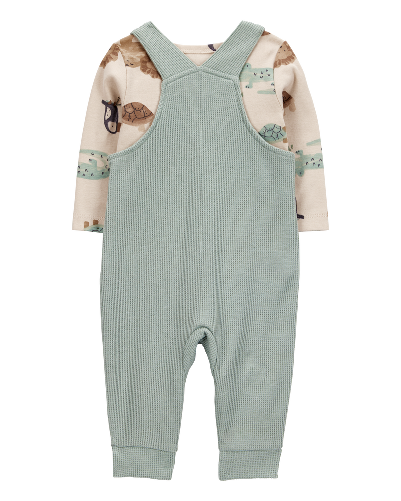 Baby 2-Piece Long-Sleeve Tee & Thermal Coverall Set, image 2 of 6 slides