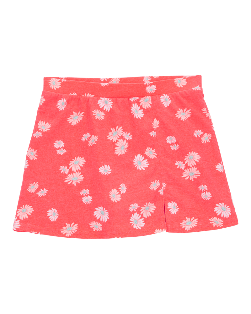 Kid Floral Pull-On Golf Skort - Orange, image 1 of 4 slides