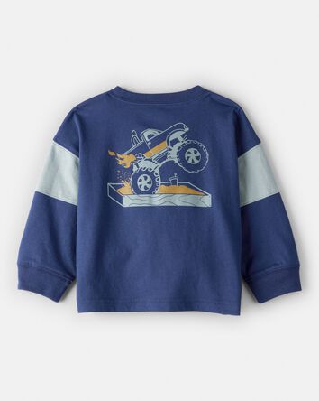 B&eacute;b&eacute; gar&ccedil;on - T-shirt imprim&eacute; &agrave; manches longues Monster Truck - bleu marine, 