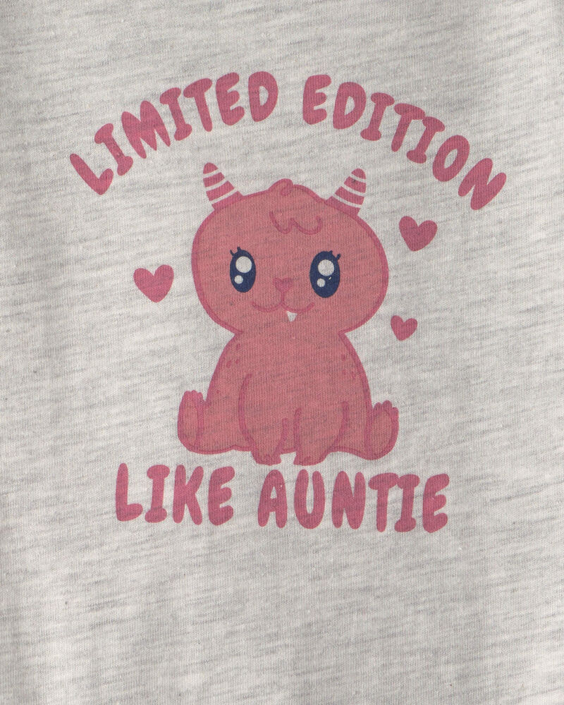Baby Girl 'Limited Edition Like Auntie' Long-Sleeve Graphic Bodysuit - Grey, image 2 of 3 slides