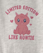 Baby Girl 'Limited Edition Like Auntie' Long-Sleeve Graphic Bodysuit - Grey, image 2 of 3 slides