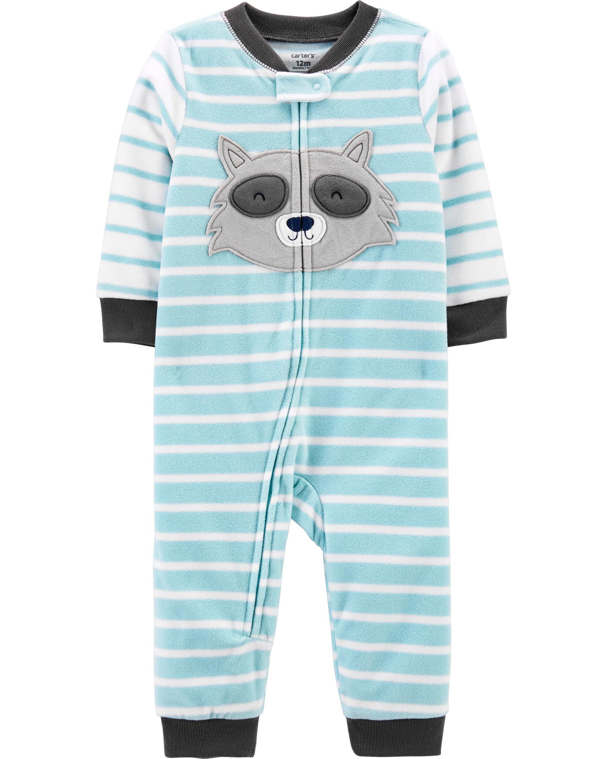 1 Piece Raccoon Fleece Footless PJs